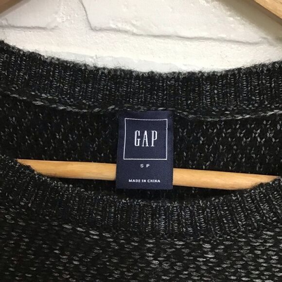 GAP knit sweater fair isle warm grey black fall winter wool blend small petite - Picture 6 of 12